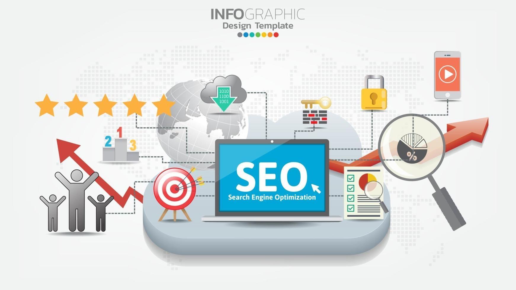 SEO search engine optimization banner web icon for business and marketing vector