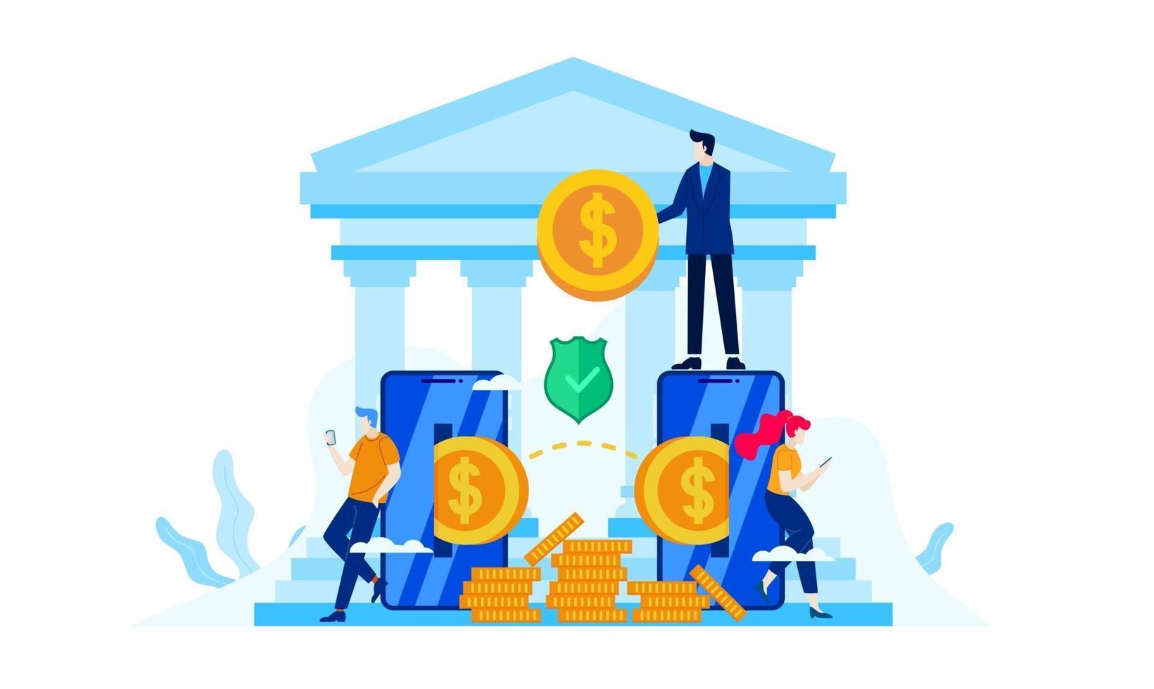 manage finances save with mobile banking saving online vector illustration flat design
