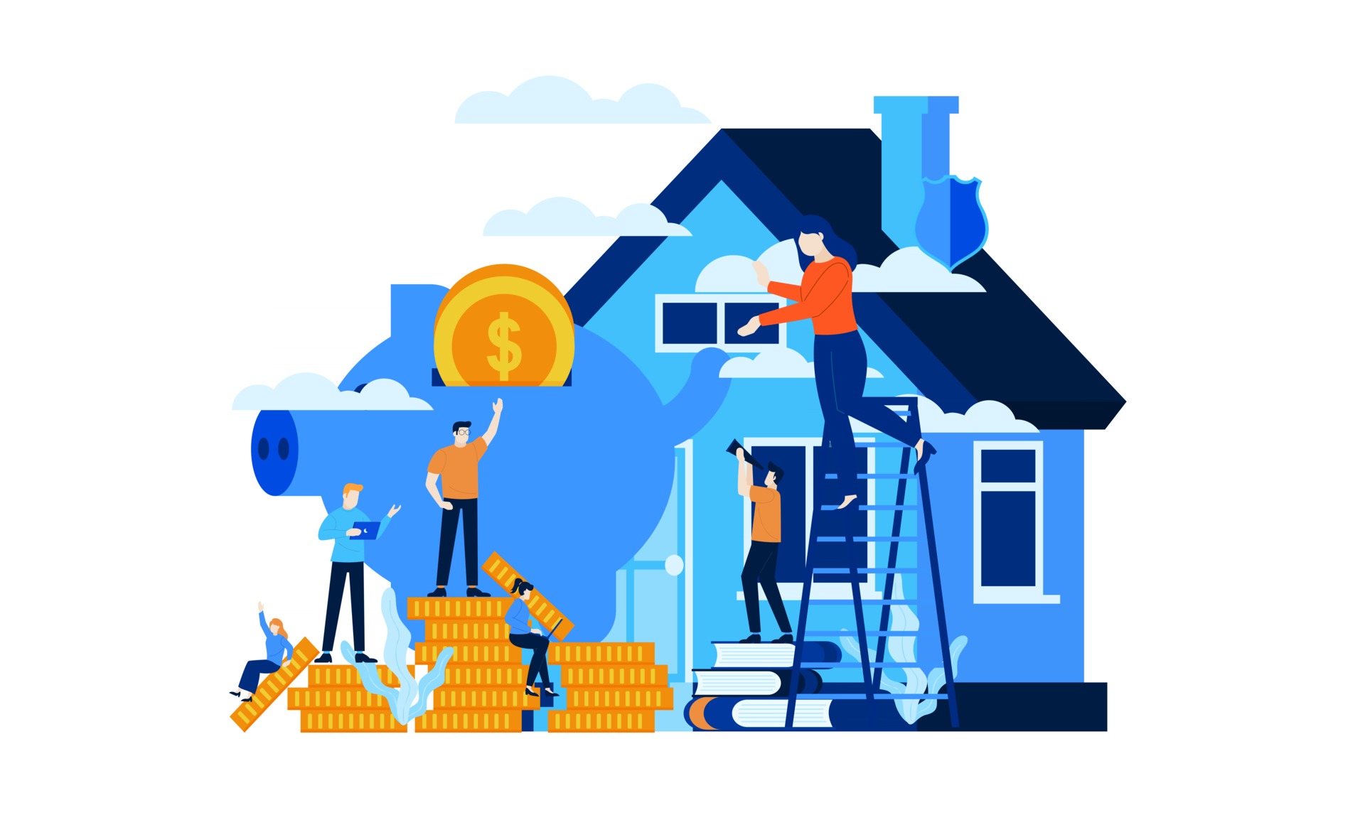 hard work manage finances save house investment vector illustration ...