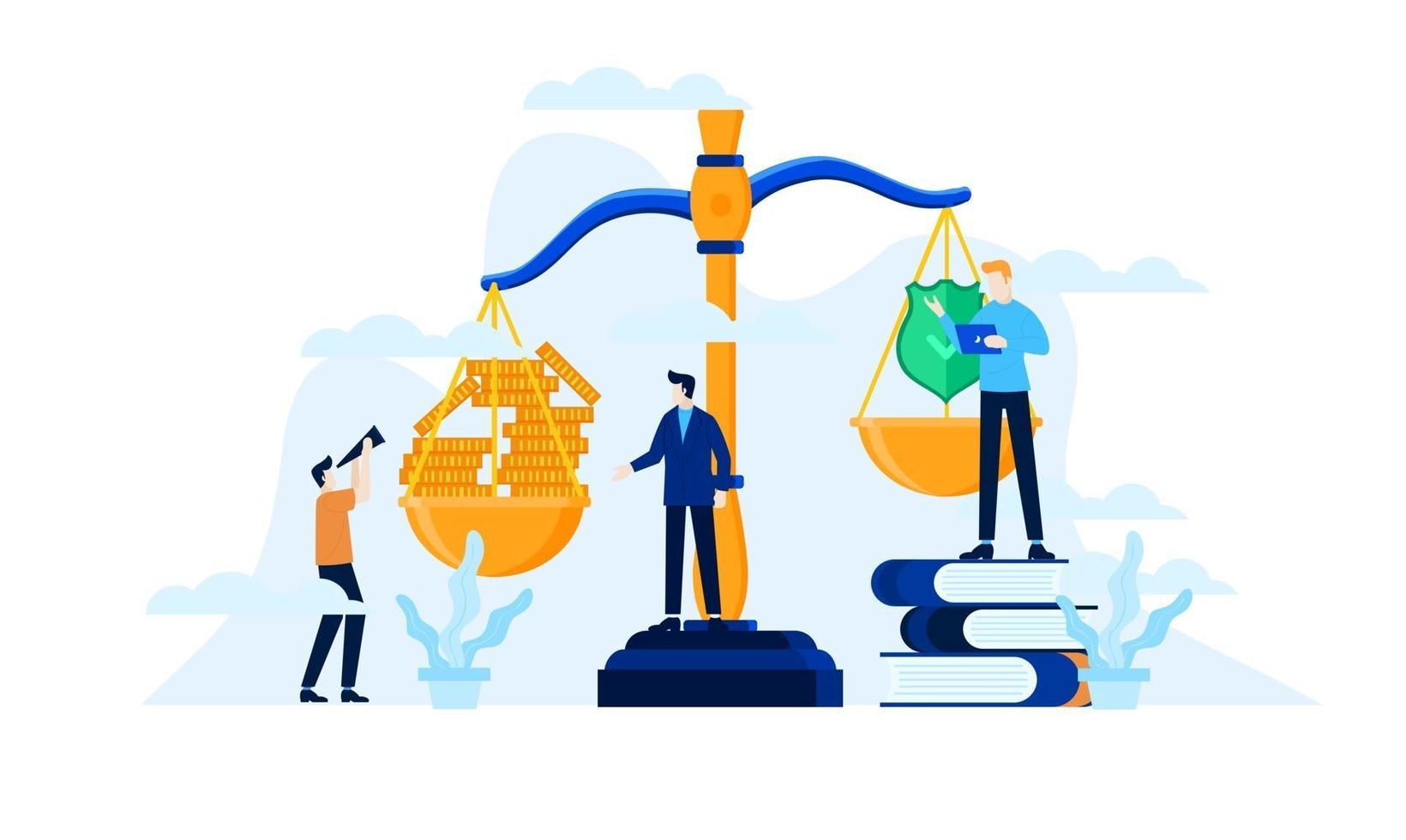 unbalance scale because large income has no protection illustration design vector