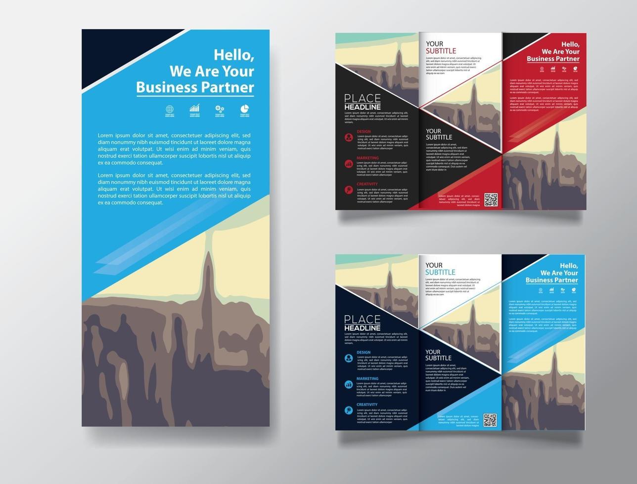 tri fold brochure template for promotion marketing vector