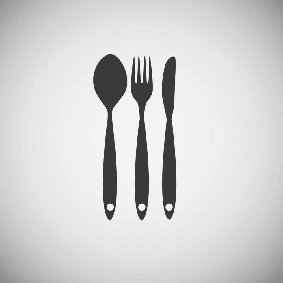 Ilustración de vector de icono de cuchara, tenedor y cuchillo de cubiertos