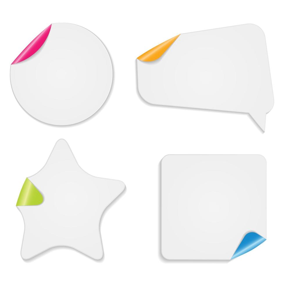 Realistic Paper Stickers Isolated on White Background Vector Ill
