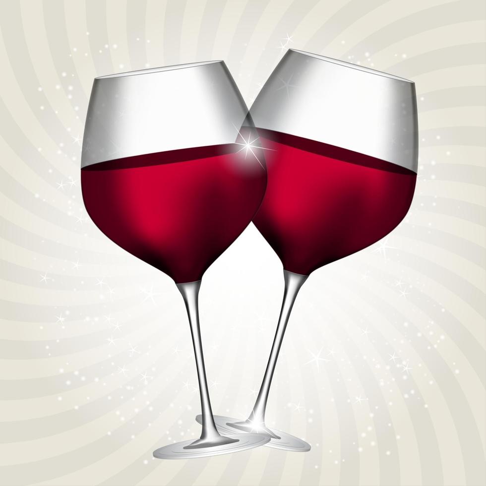 Full Glass of Red Wine on Swirl Background Vector Illustration