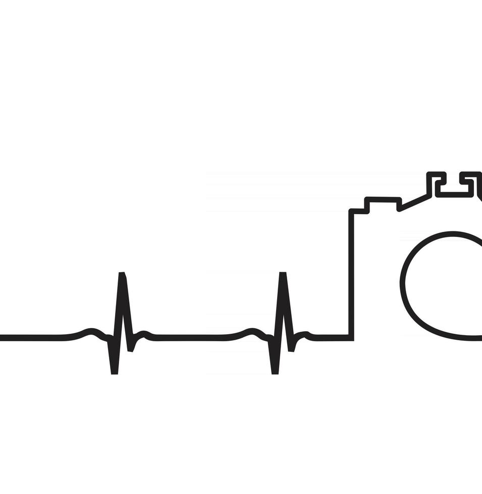 one line drawing camera Heart Beat vector