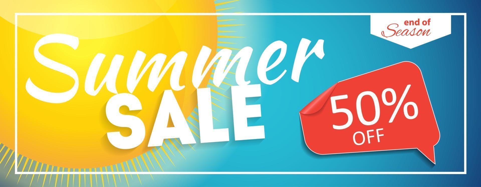 Venta de verano banner de fin de temporada. tarjeta de descuento comercial. ilustración vectorial vector