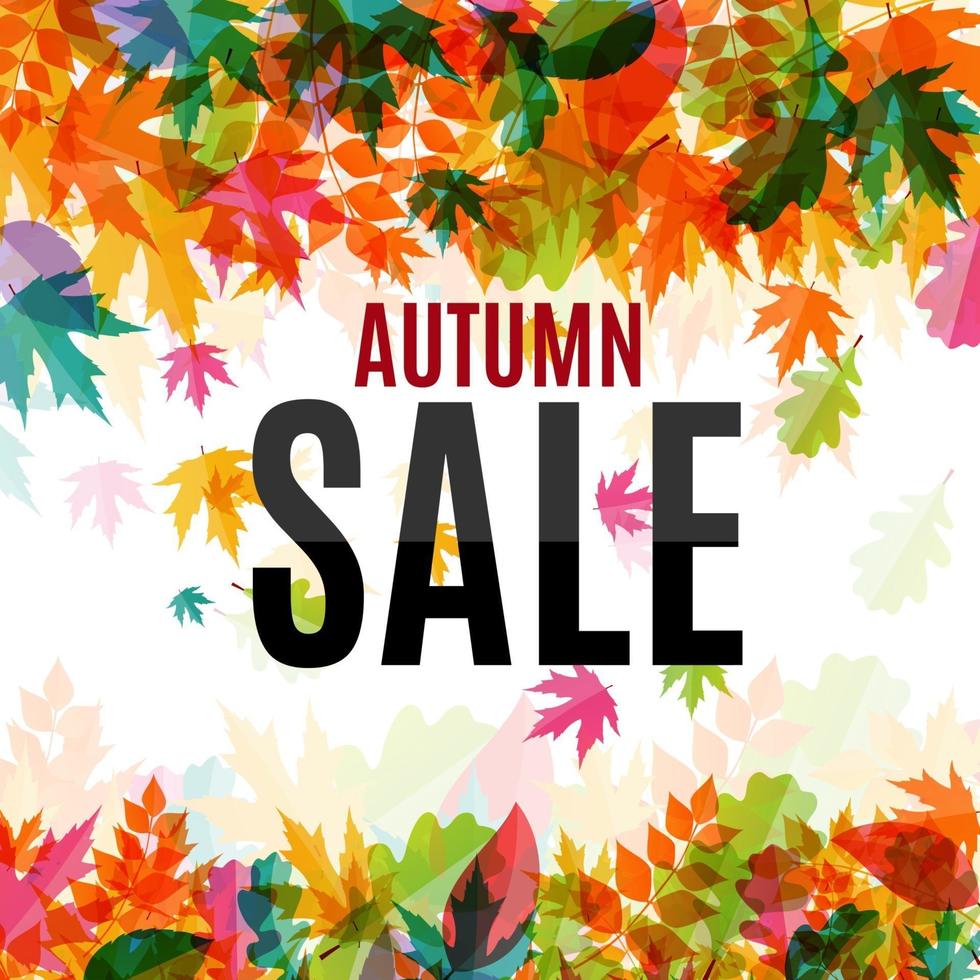 Shiny Autumn Leaves Sale Background Vector Illustration