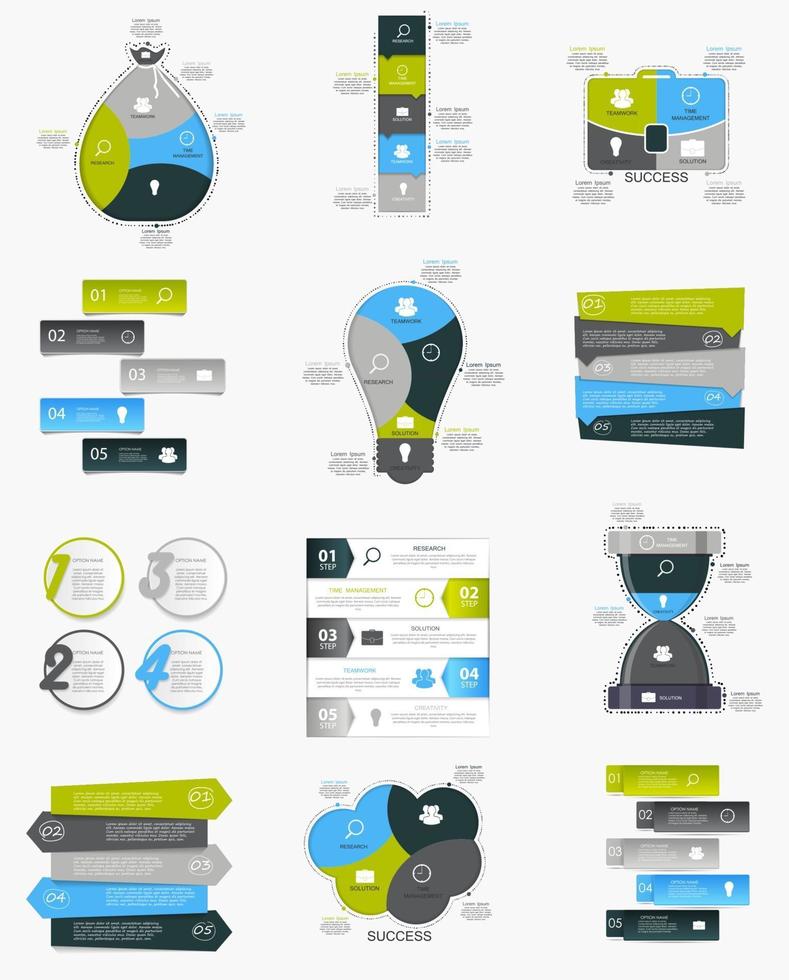 Collection of Infographic Templates for Business Vector Illustration