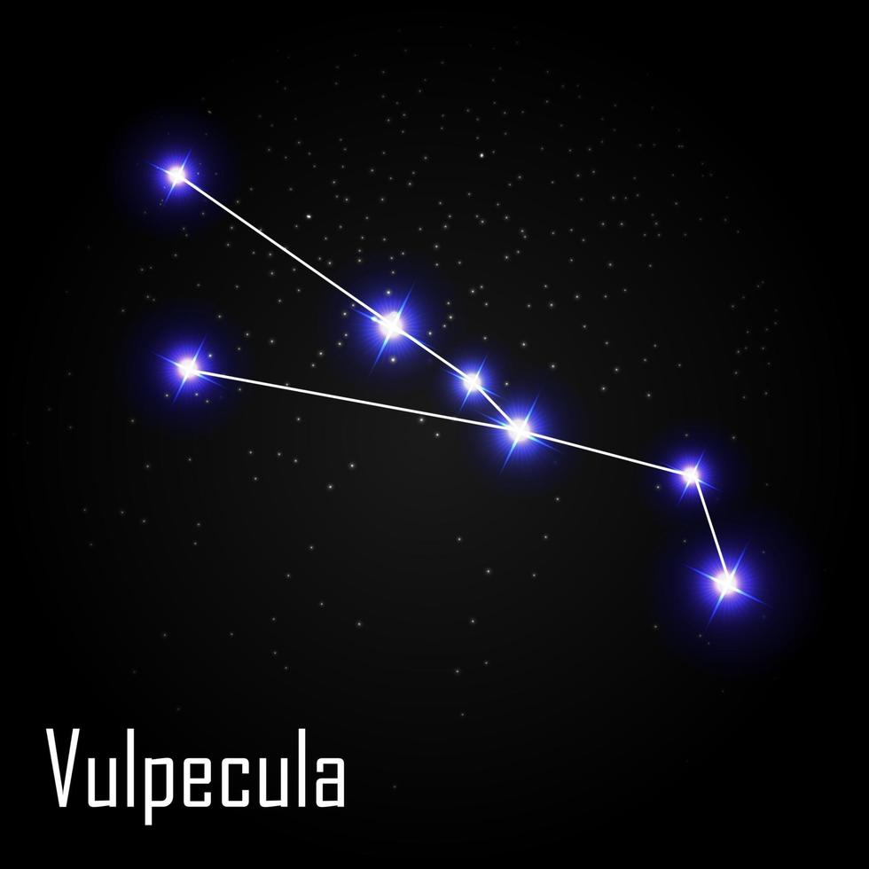 Vulpecula Constellation with Beautiful Bright Stars on the Background of Cosmic Sky Vector Illustration