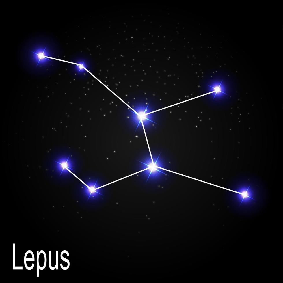 constelación de lepus con hermosas estrellas brillantes en el fondo de la ilustración de vector de cielo cósmico