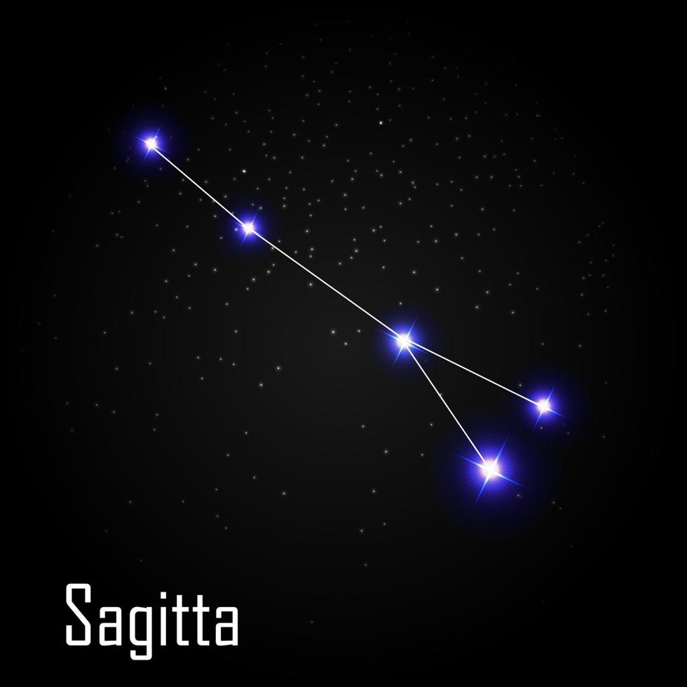 Sagitta Constellation with Beautiful Bright Stars on the Background of Cosmic Sky Vector Illustration