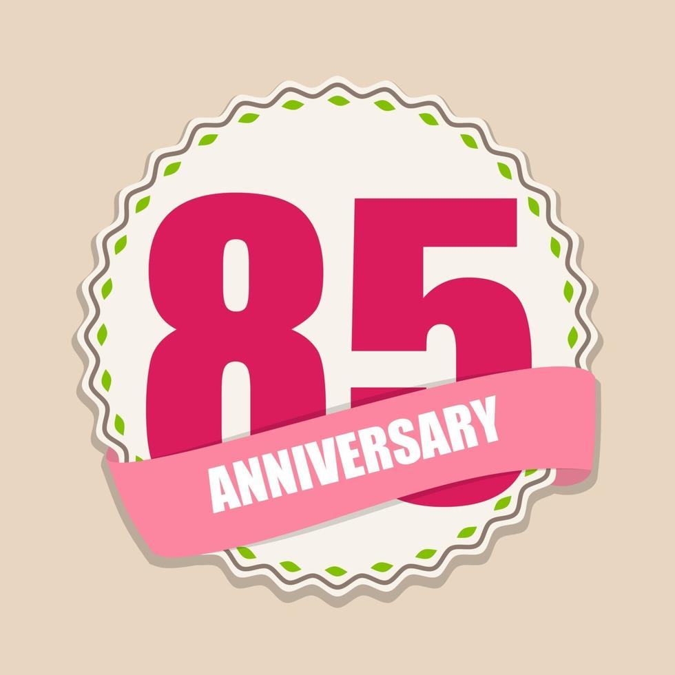 Cute Template 85 Years Anniversary Sign Vector Illustration