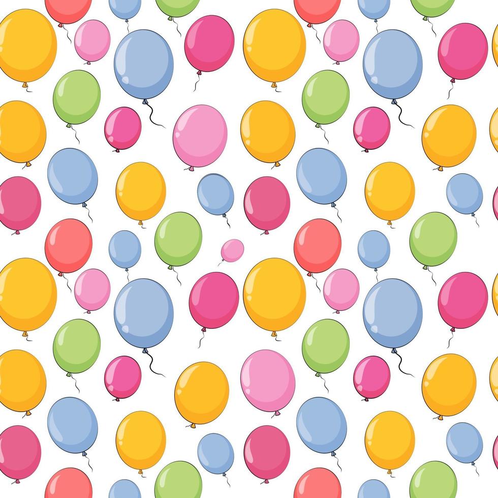 Color Glossy Balloons Seamles Pattern Background Vector Illustration