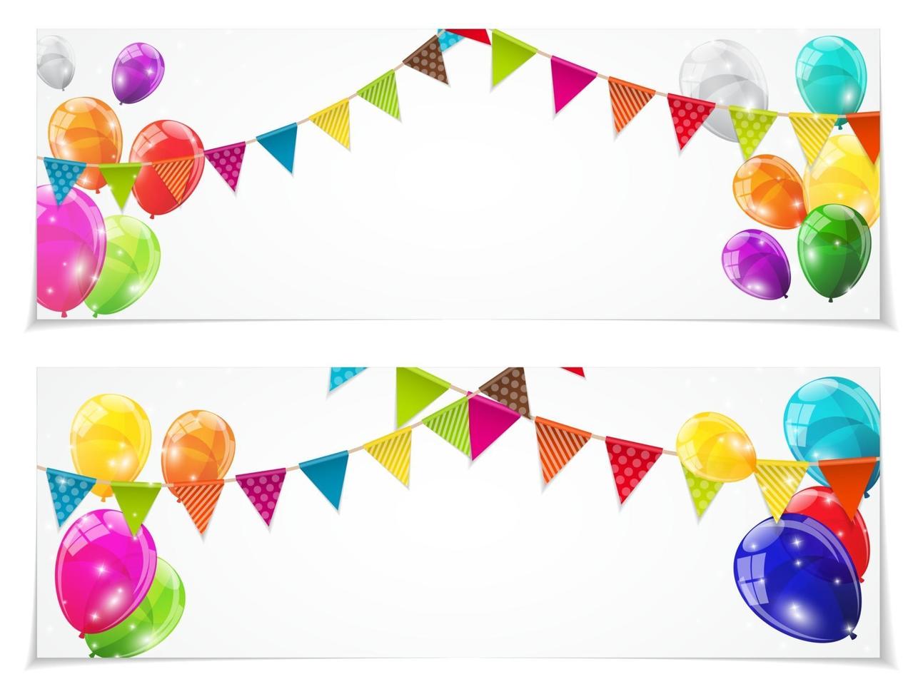 Color Glossy Balloons Card Set Background Vector Illustration