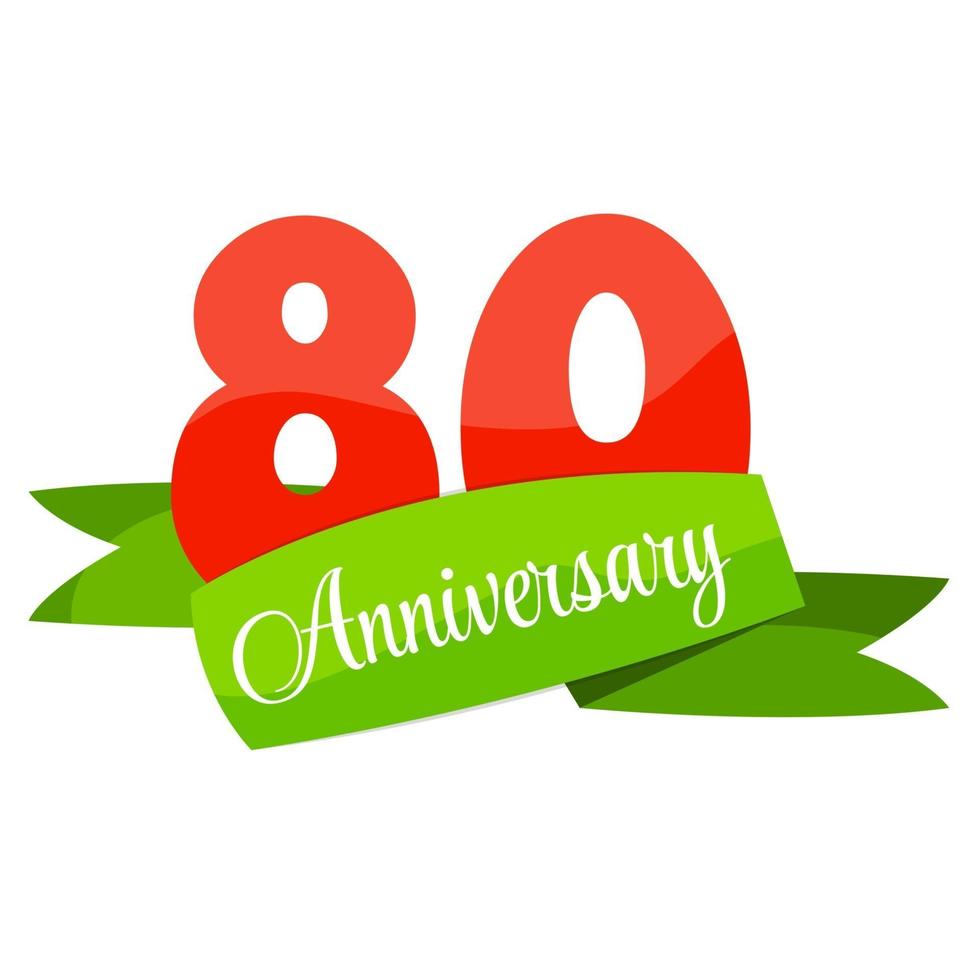 Cute Template 80 Years Anniversary Sign Vector Illustration