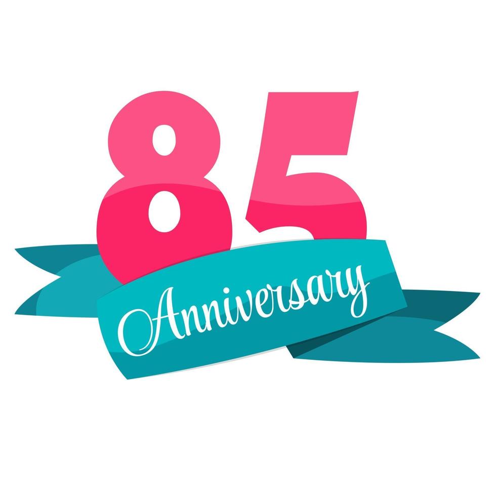 Cute Template 85 Years Anniversary Sign Vector Illustration