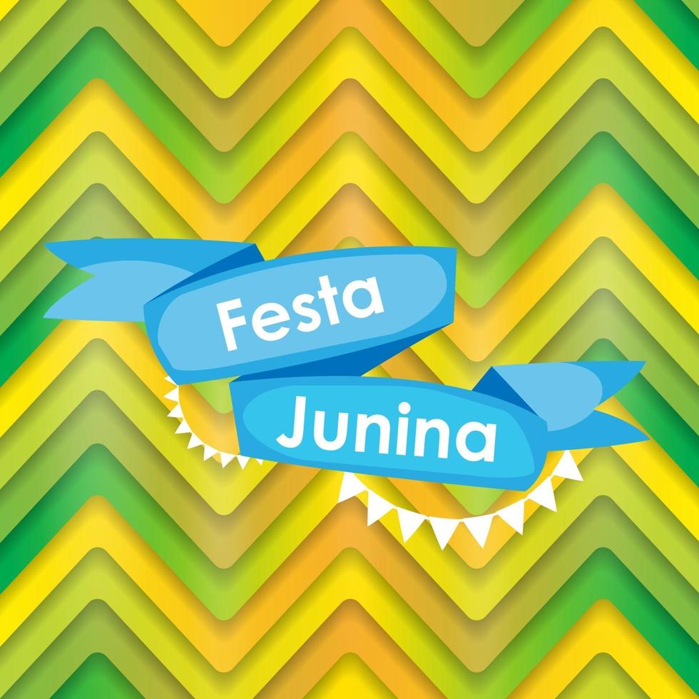 Festa Junina Holiday Background. Traditional Brazil June Festival Party. Midsummer Holiday. Vector illustration with Ribbon and Flags