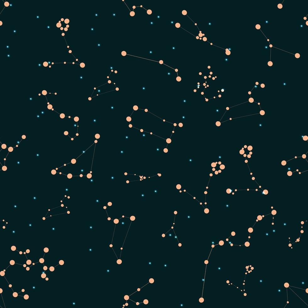 Seamless Pattern. Zodiac Sign of the Beautiful Bright Stars on C vector