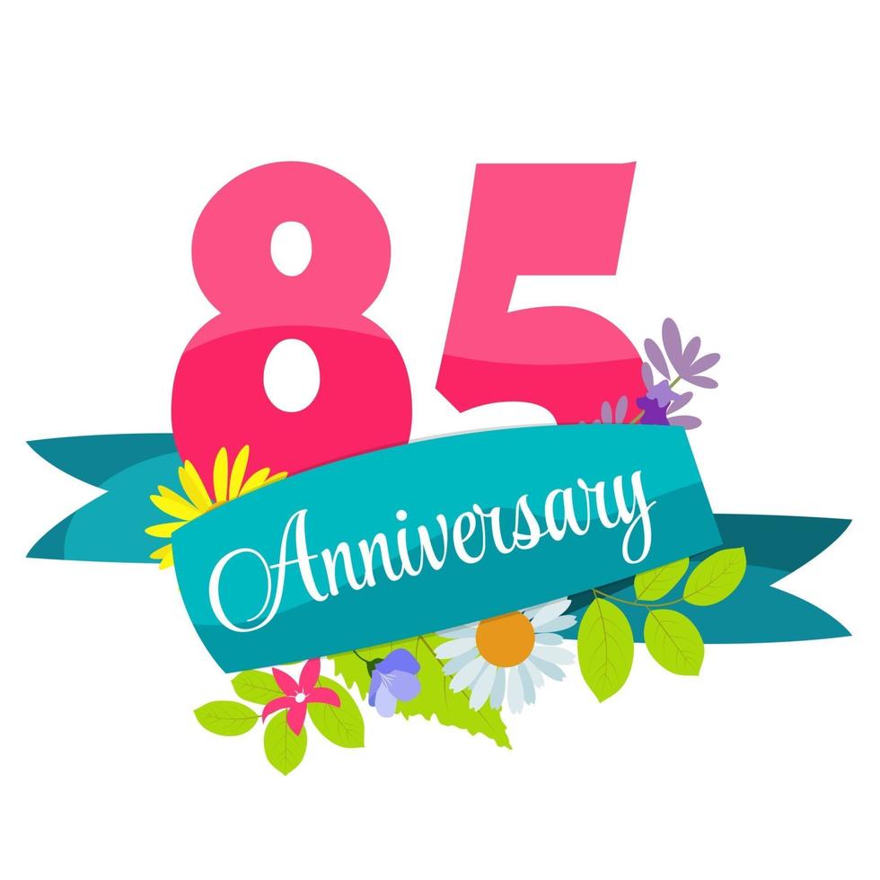 Cute Template 85 Years Anniversary Sign Vector Illustration