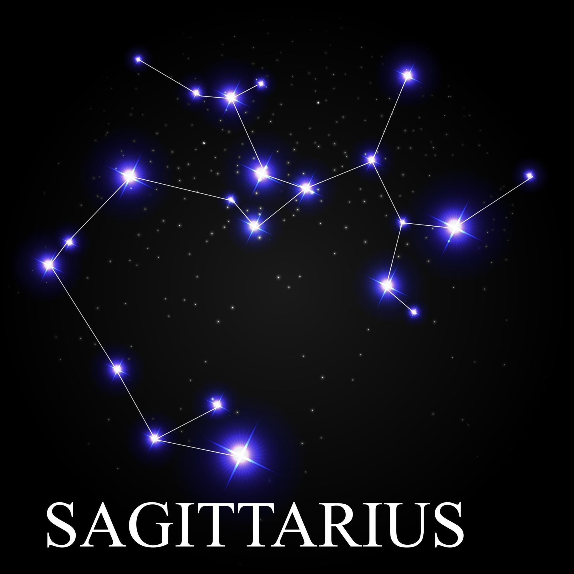 Sagittarius Zodiac Sign with Beautiful Bright Stars on the Background ...