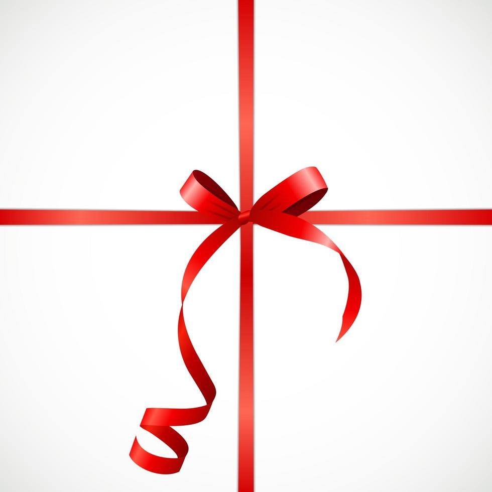 Gift Card with Red Ribbon and Bow. Vector illustration