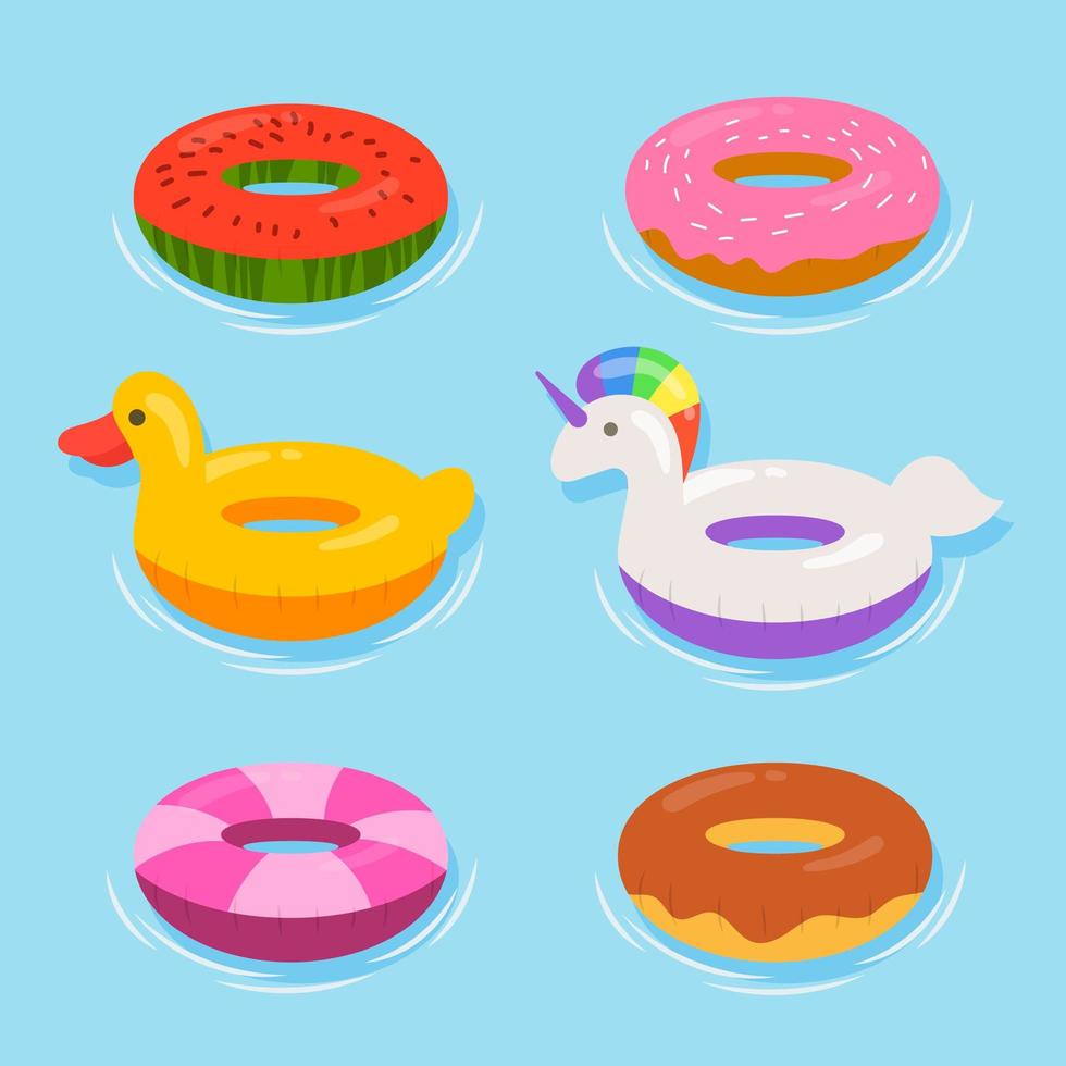 Summer Swiming Pool Inflatable Float Icon Collection vector