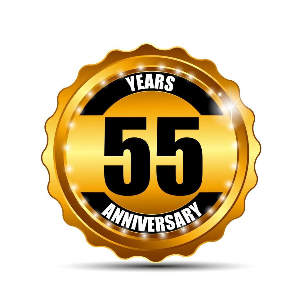 55 Anniversary Gold Label Sign Template Vector Illustratio