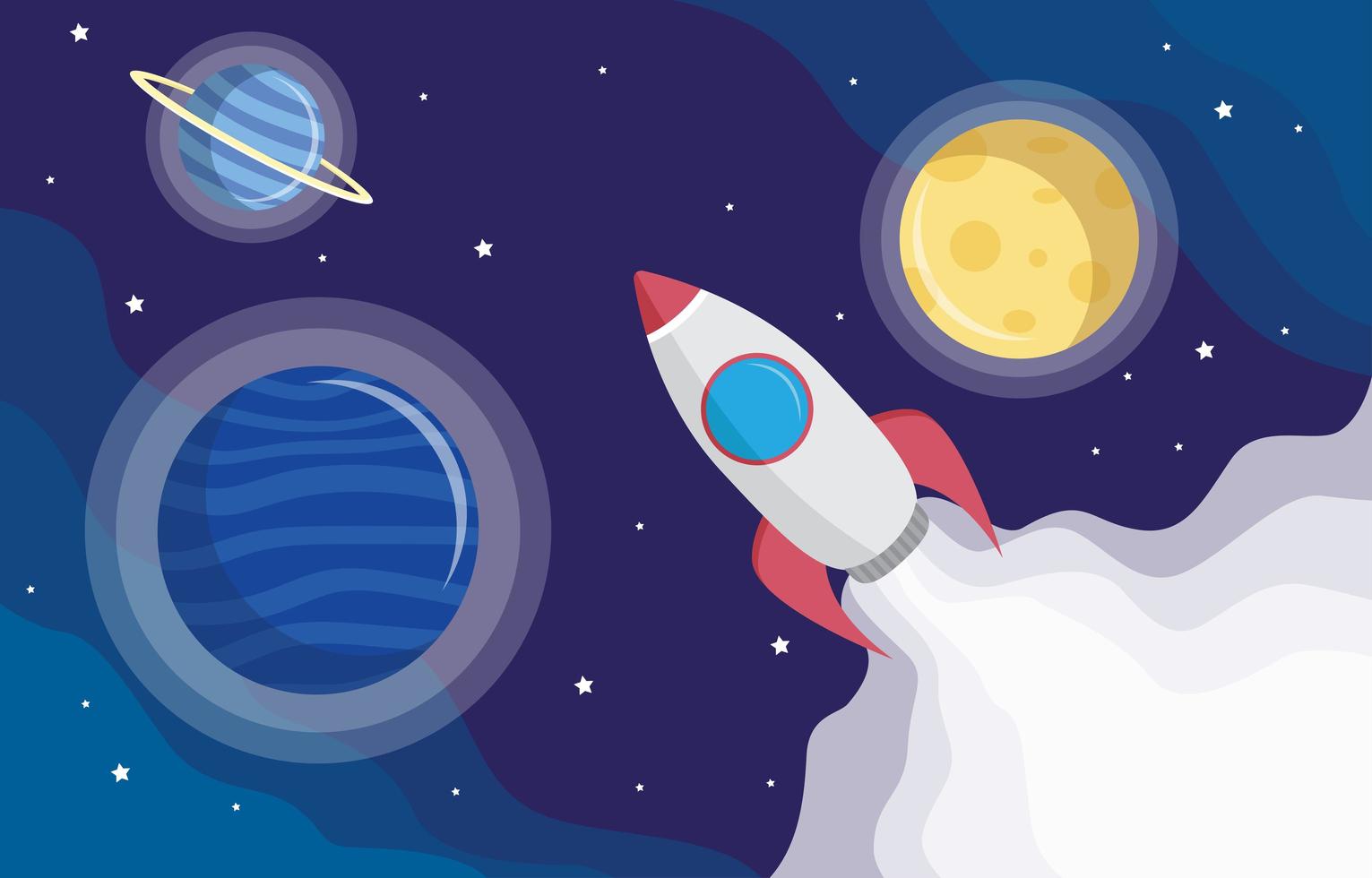 Space Ship and Planet Background vector