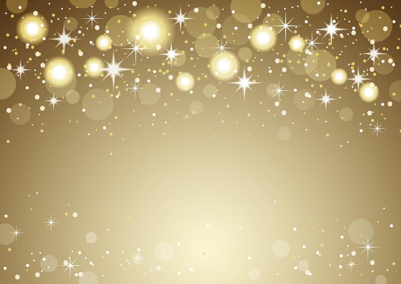 Christmas And New Year Holidays Gold Abstract Bokeh Background. Vector Illustration.