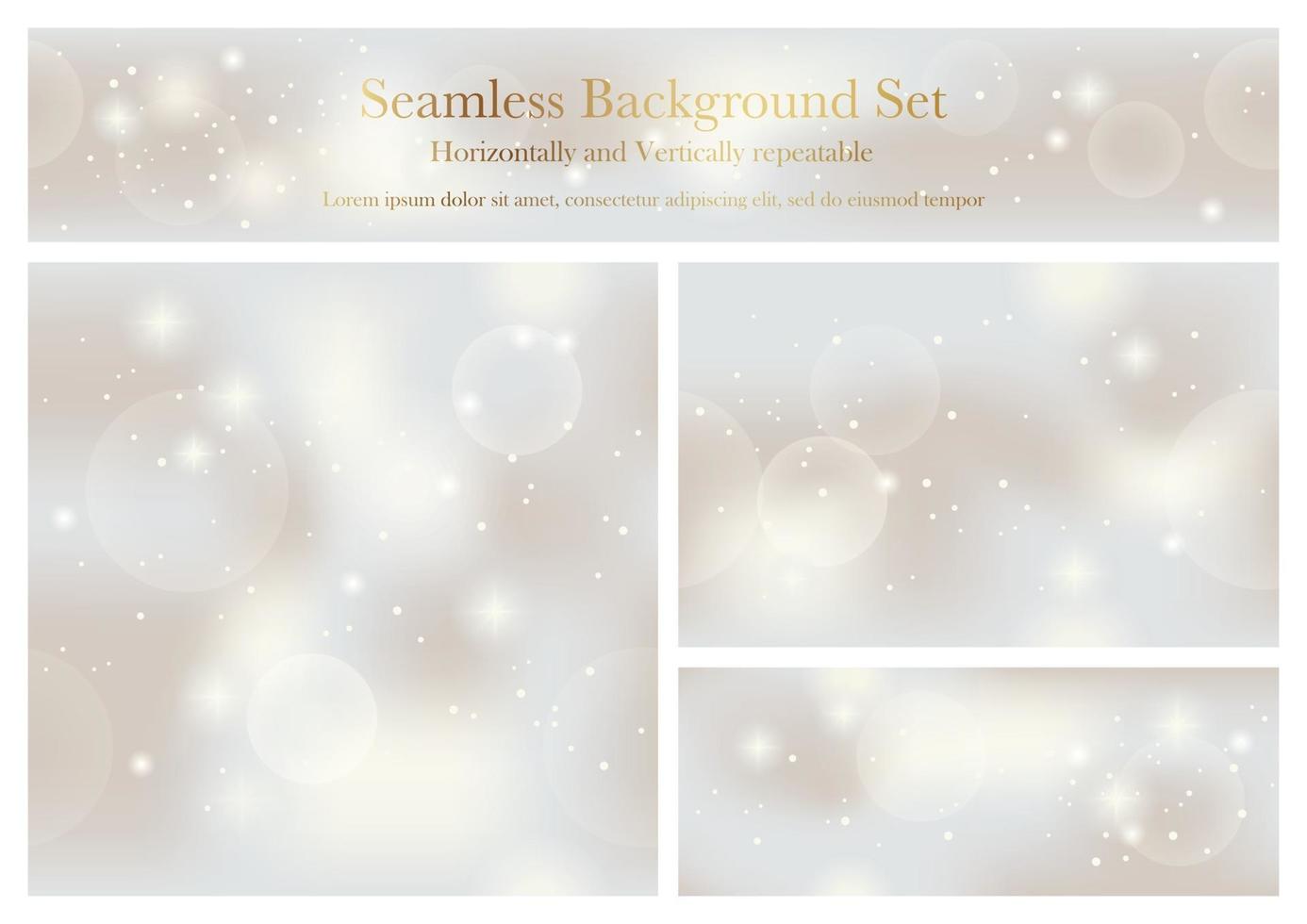 Set Of Seamless Abstract Backgrounds With Lights And Halos. Vector Illustration. Horizontally And Vertically Repeatable.