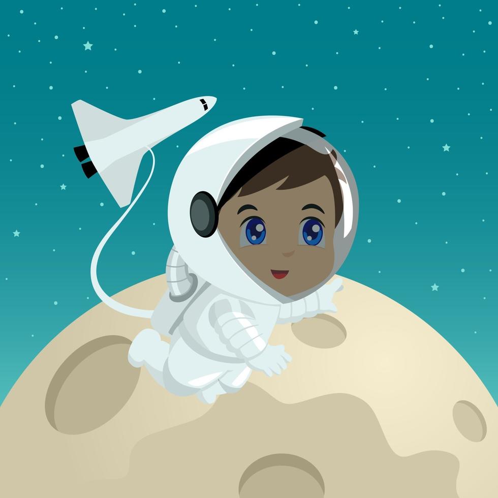 Cartoon illustration of an astronaut vector