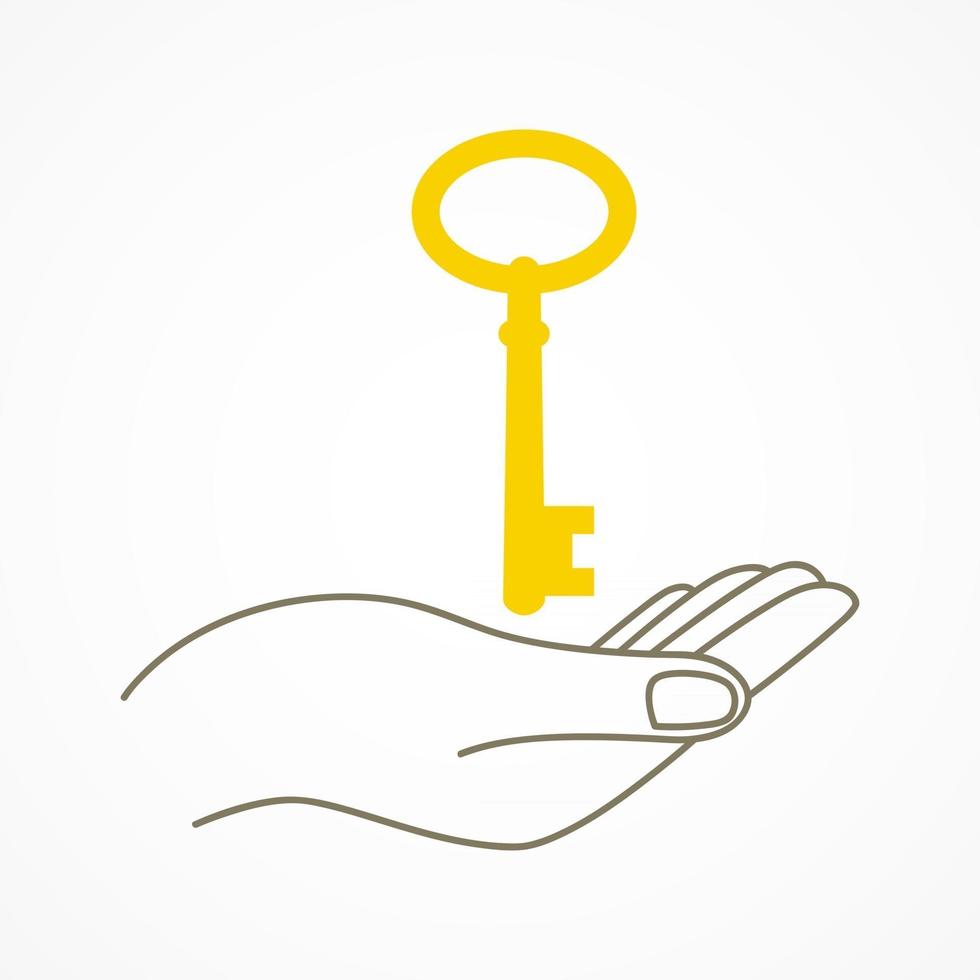 Simple graphic of a hand with key vector