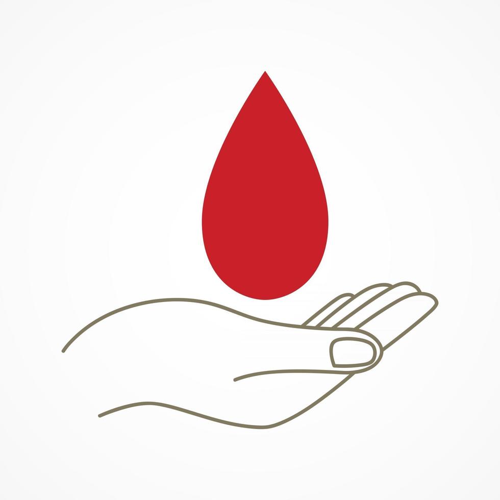 Hand with blood drop symbol vector