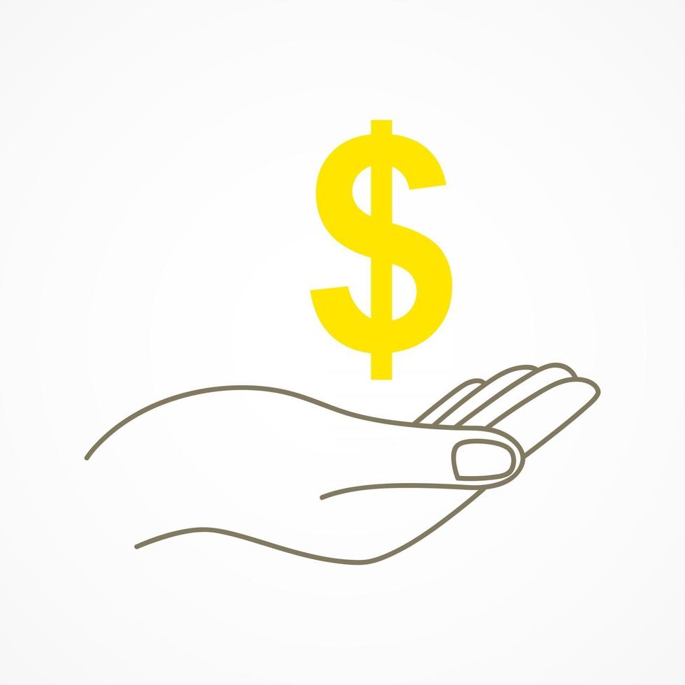 Hand holding a dollar currency symbol vector