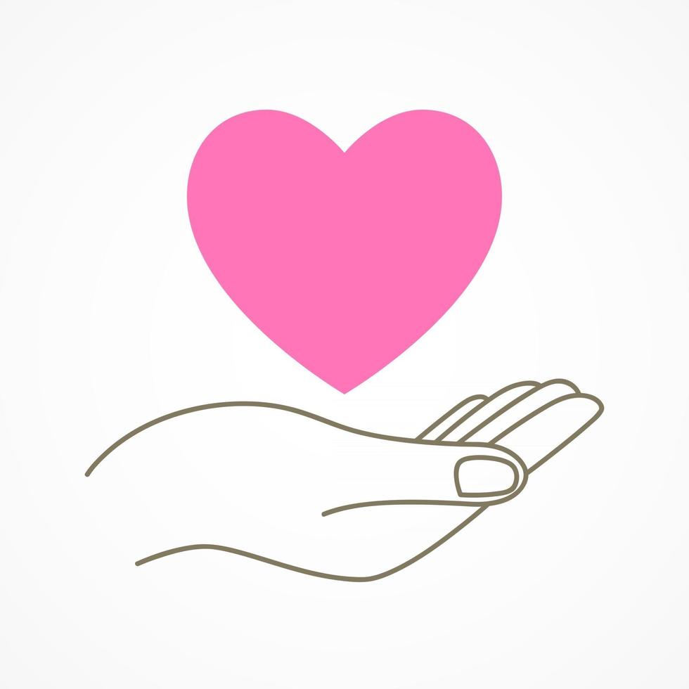 mano sosteniendo un símbolo en forma de corazón vector