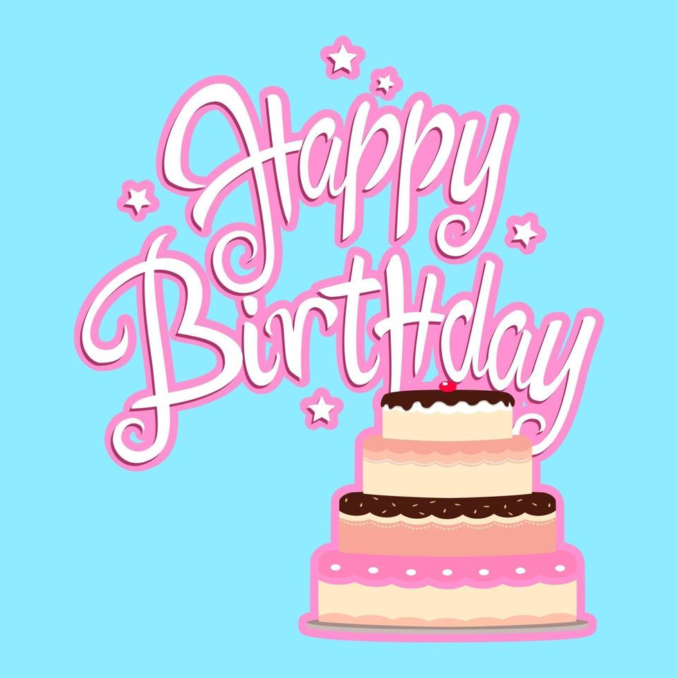 Birthday greeting card with decorative cake vector