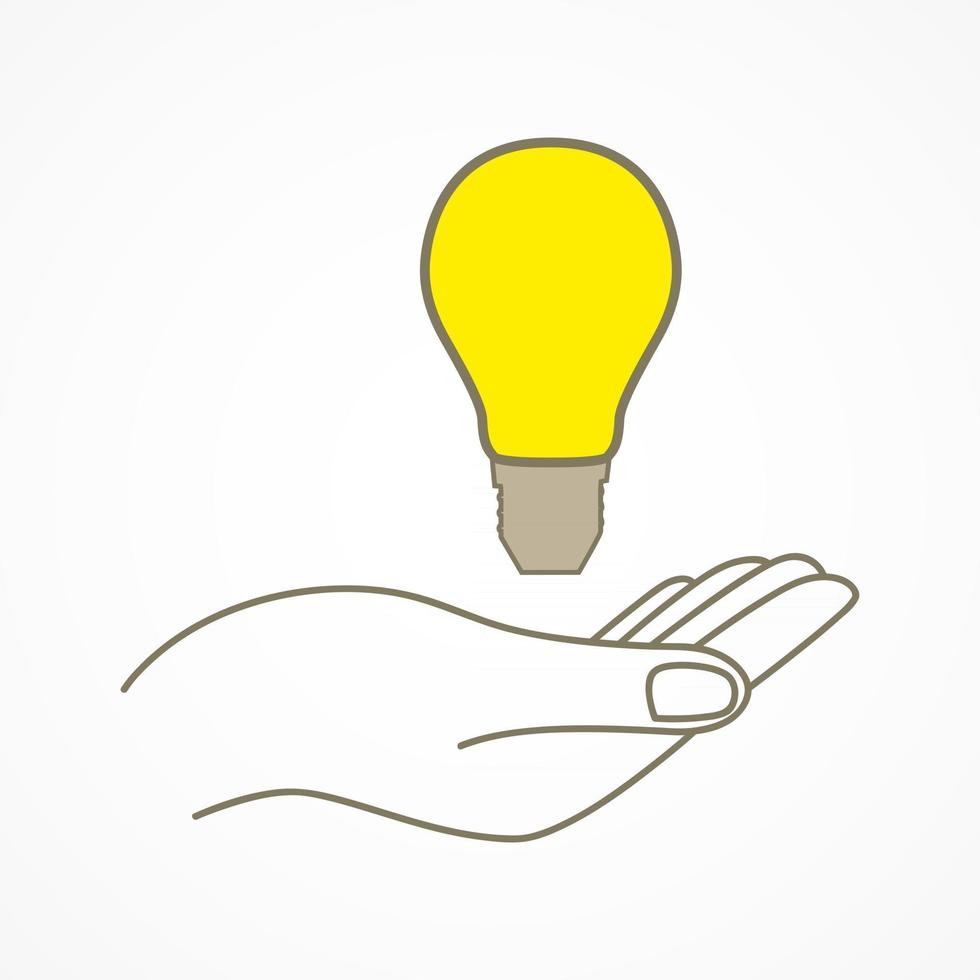 Simple graphic of a hand with light bulb vector