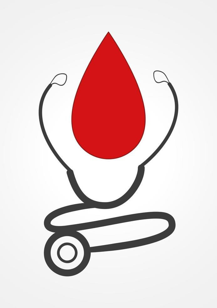 Pictogram of a stethoscope and blood drop vector