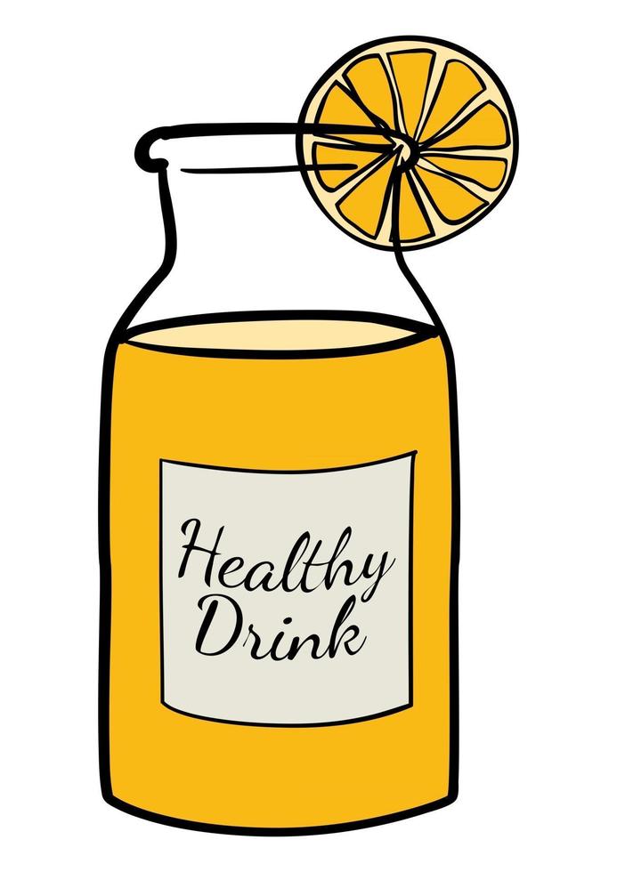 Doodle of a bottle of orange juice vector