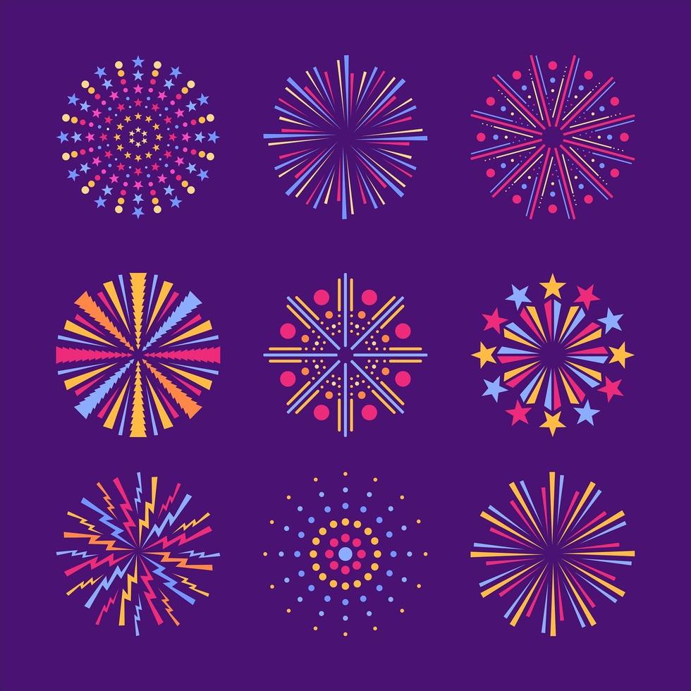 Colorful Firework Elements Set vector