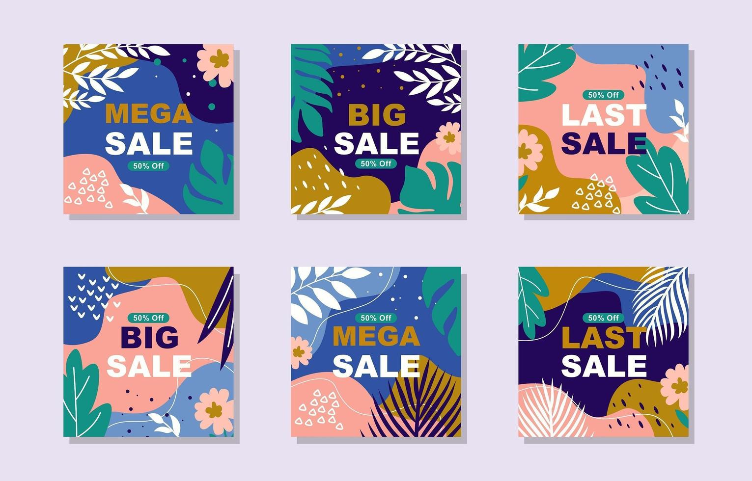 Social Media Template Set for Sales vector