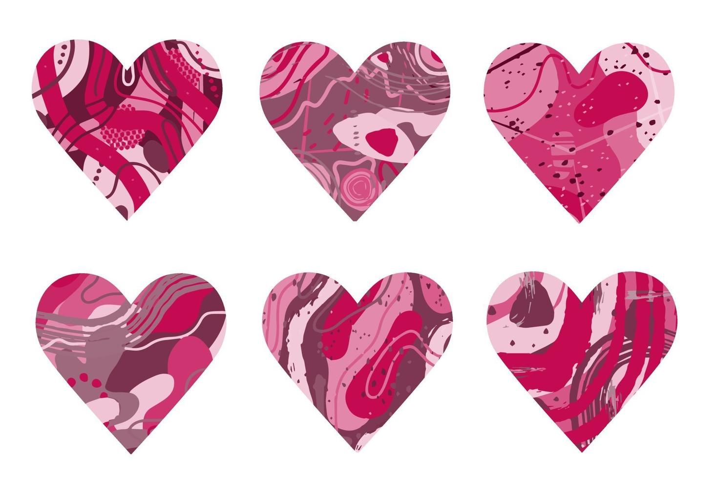 Abstract pink heart with the texture of stone, dots, spots. silhouette in the shape of a heart. Design for Valentines Day, wedding, medicine. Vector illustration