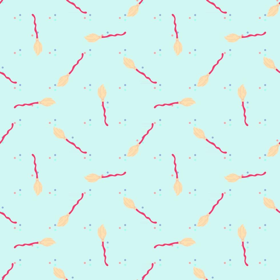 The witch broom. A broom isolated on a white background.Design for Halloween. Flat vector illustration