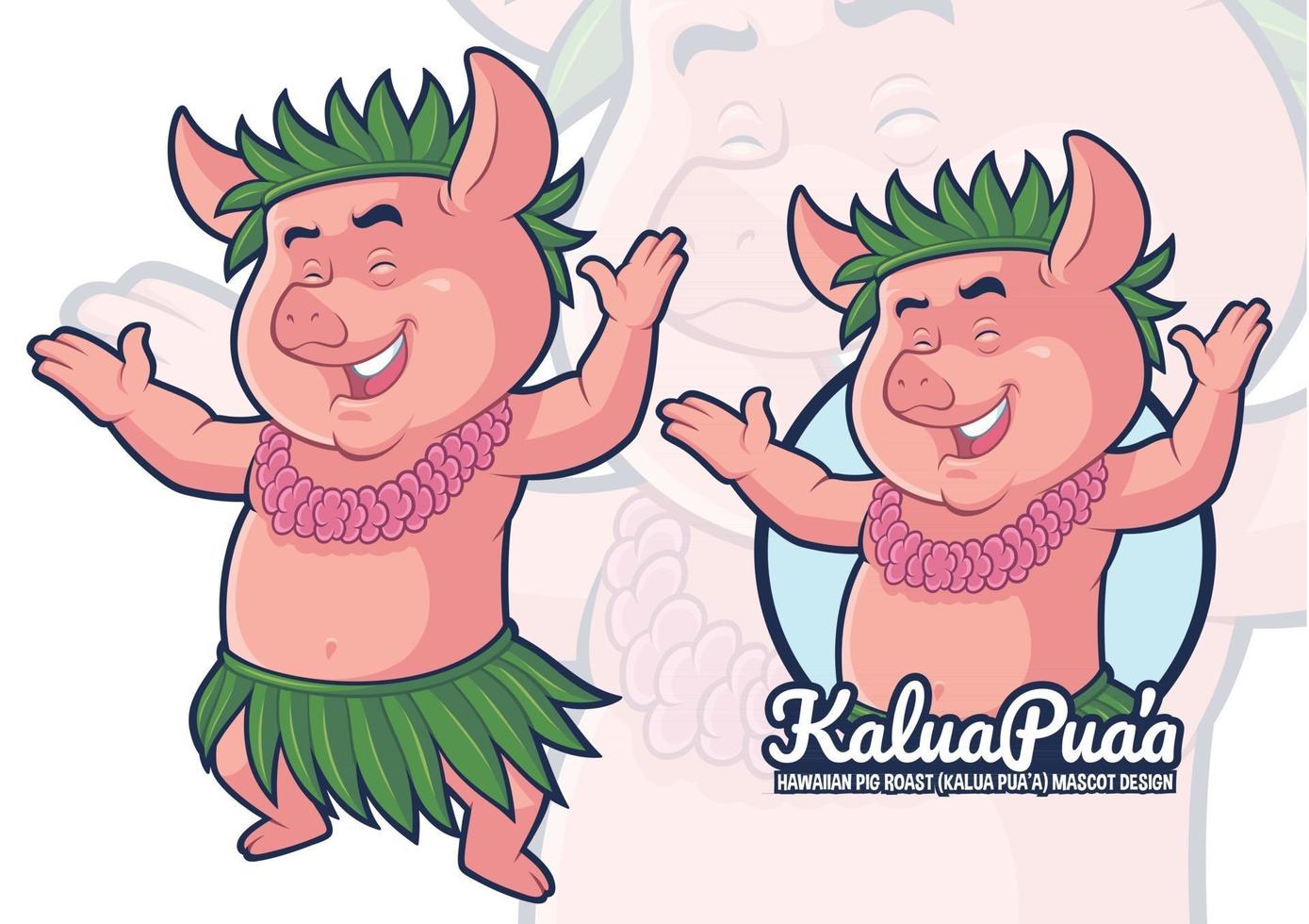 diseño de mascota asada de cerdo hawaiano vector