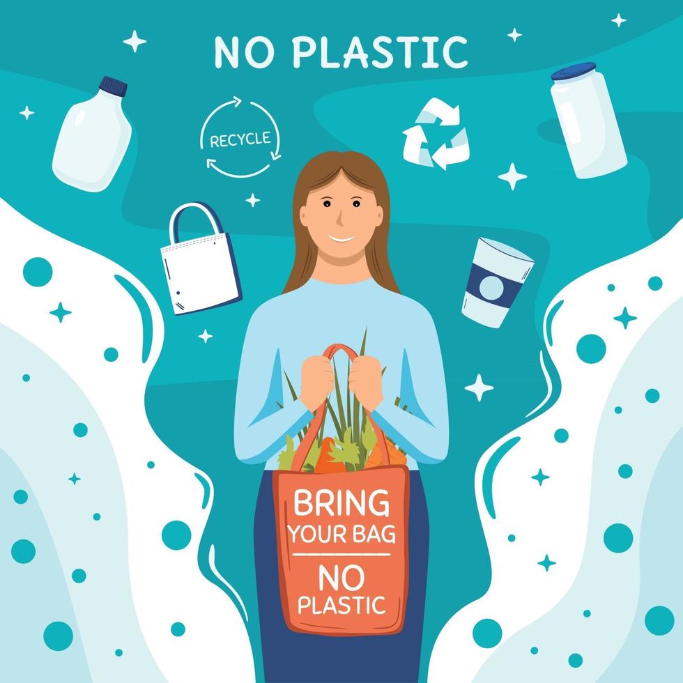 Say No Plastic Concept Illustration vector