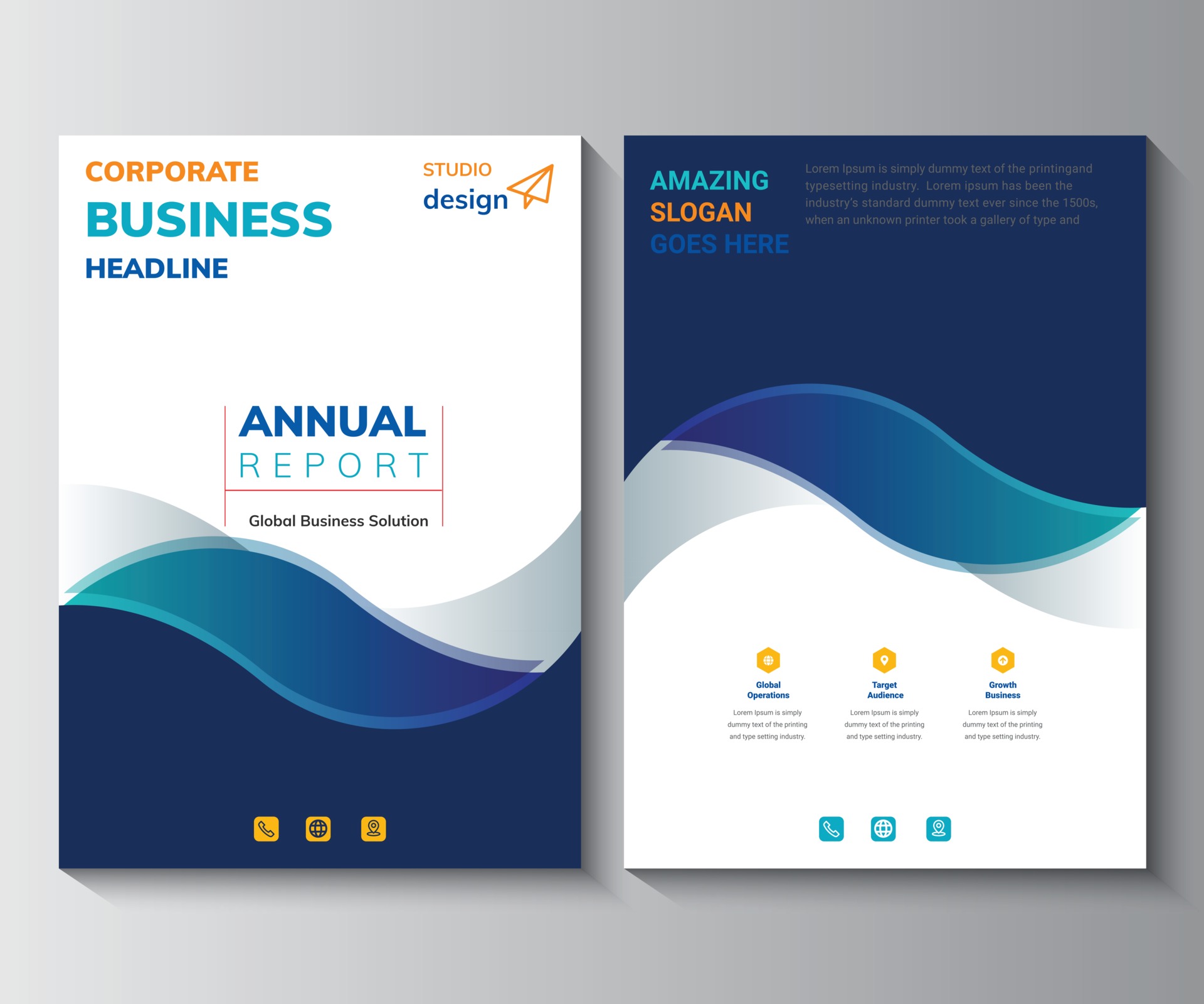 Annual Report Layout Design Template, Background Business Book Cover