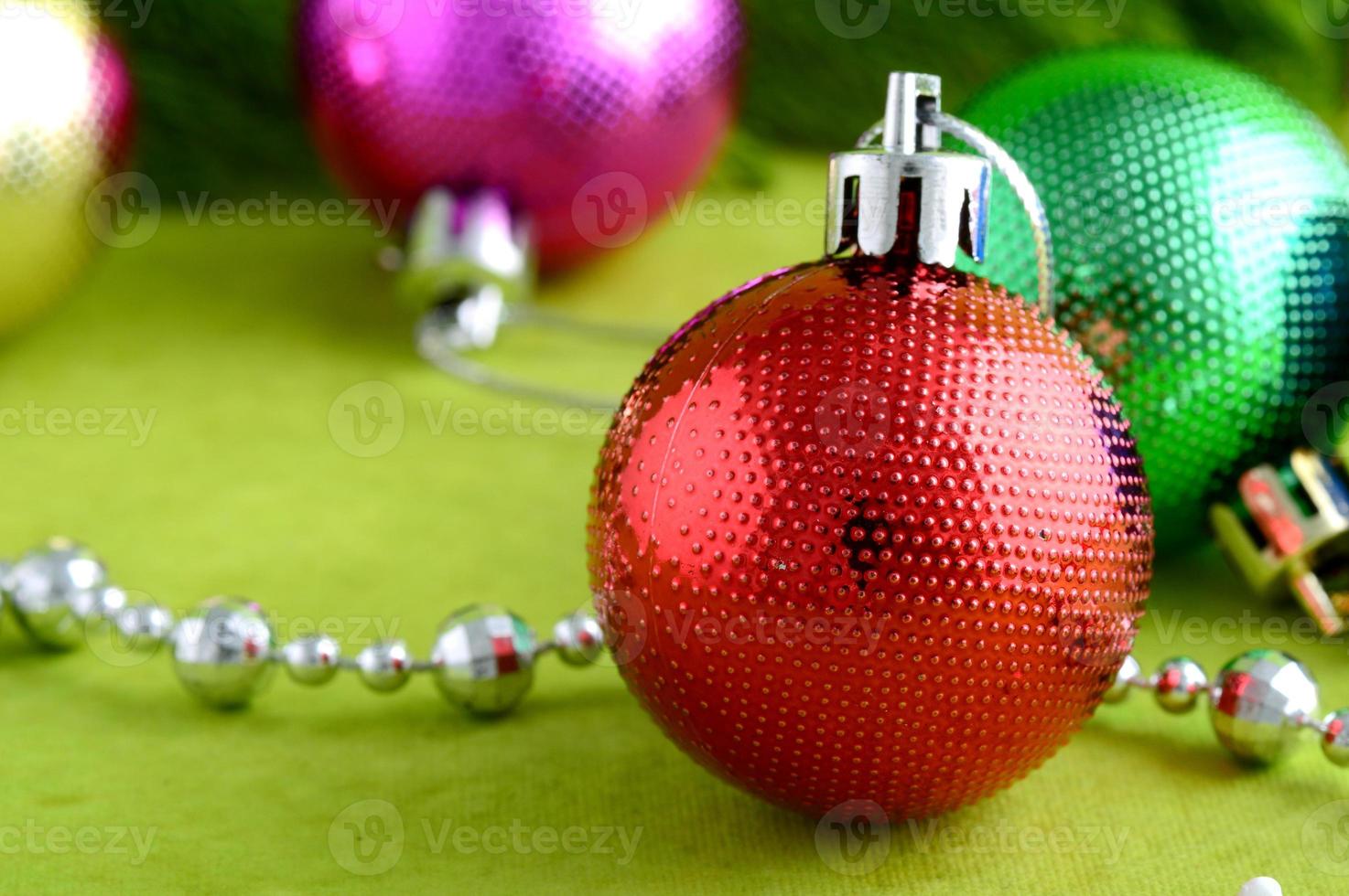 Christmas Decoration Christmas ball and ornaments with the branch of Christmas tree photo