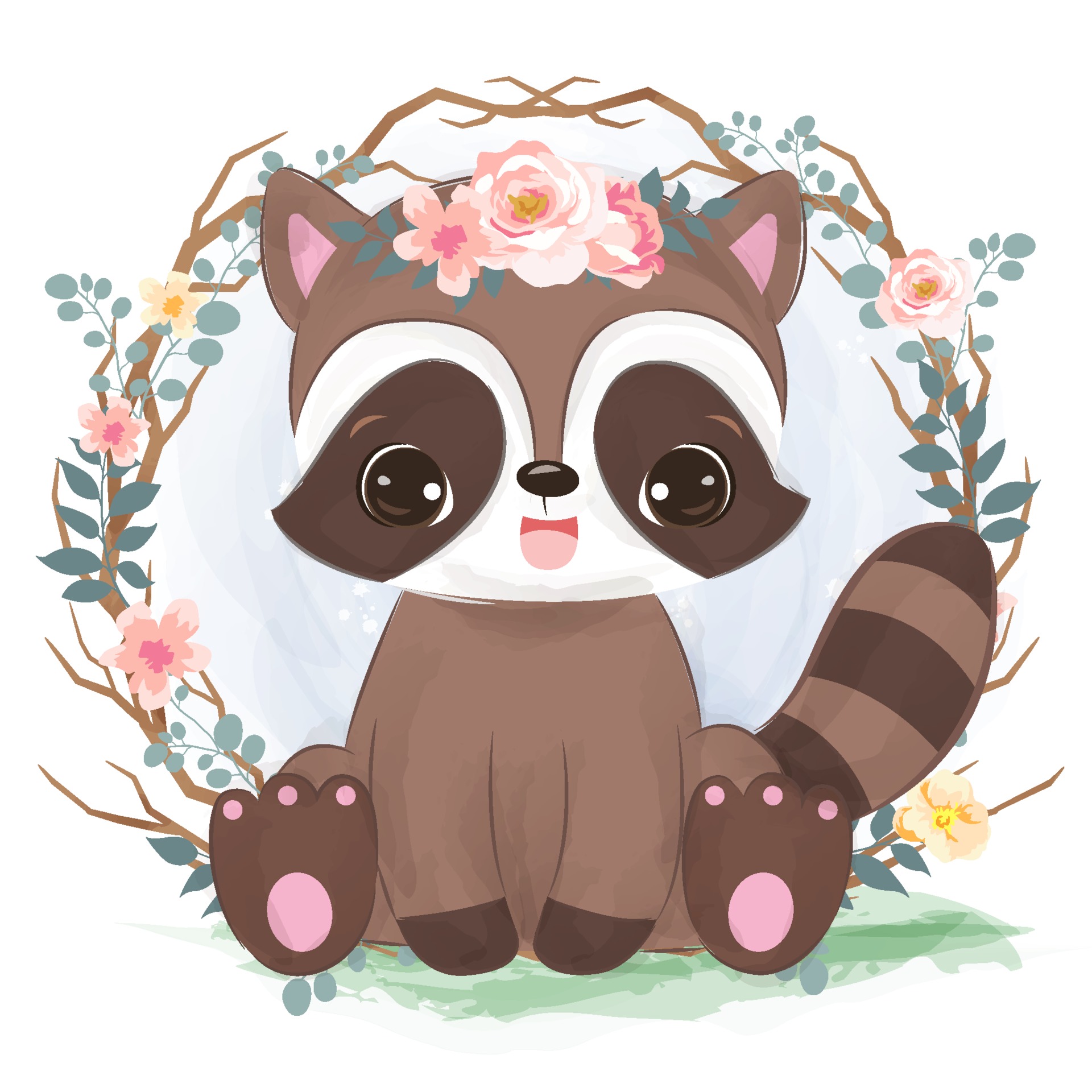 Download Adorable baby raccoon illustration in watercolor 2863602 ...