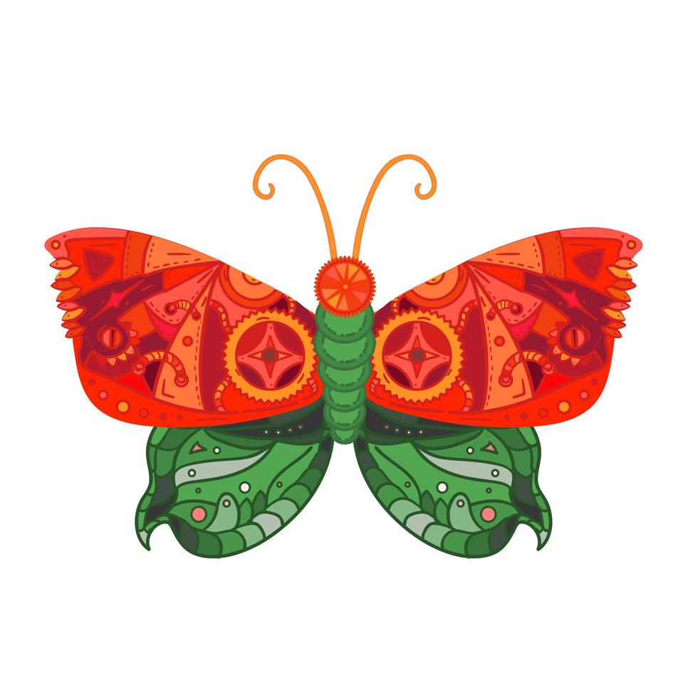 tatuaje de mariposa steampunk vector