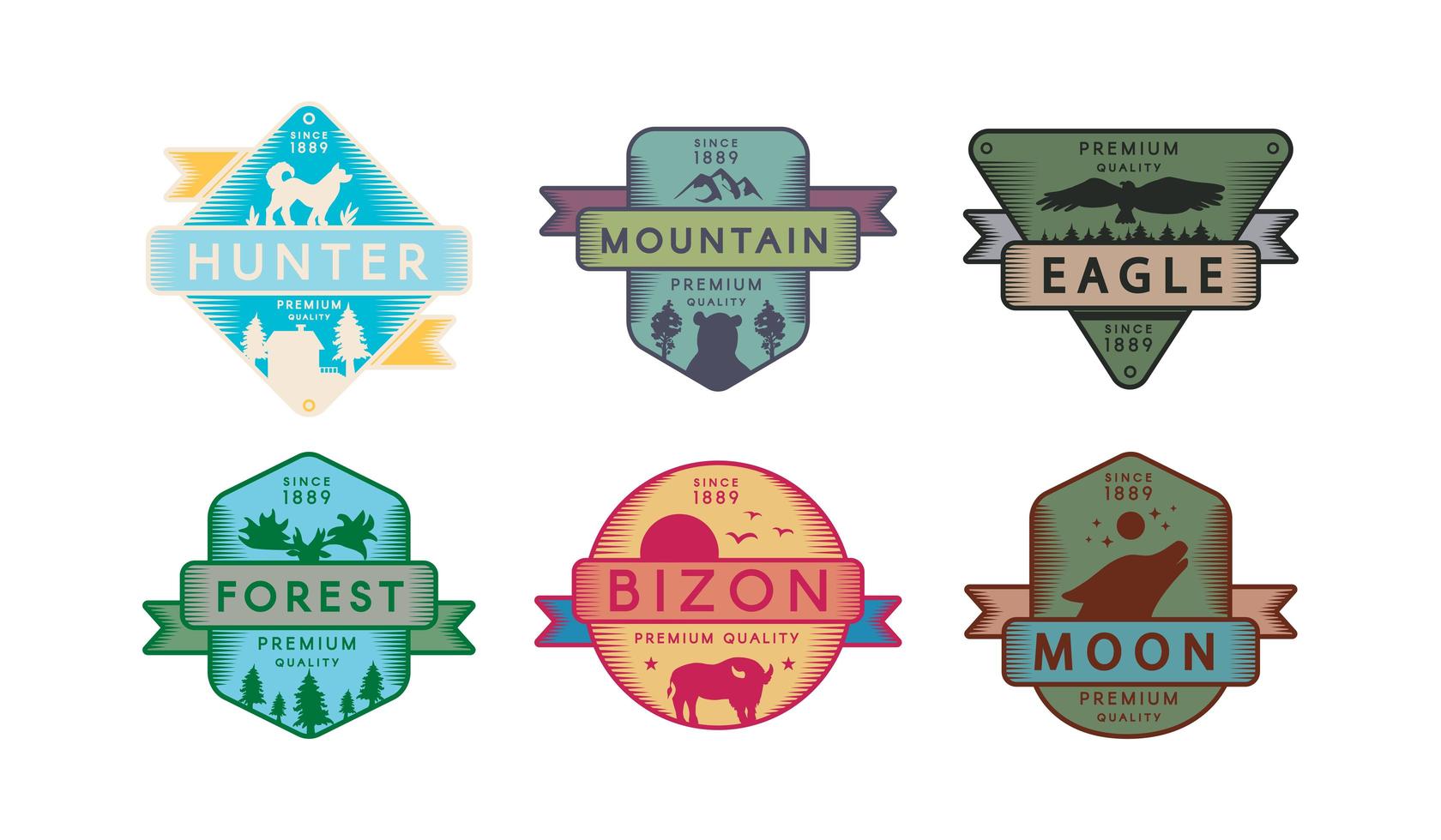 Collection Badges Animals and Nature Set vector